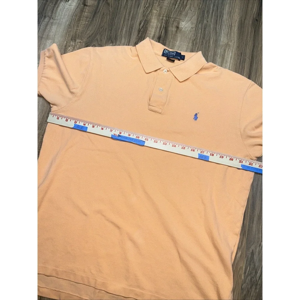 Polo Ralph Lauren Short Sleeve Polo  Orange Blue Pony 100%‎ Cotton, Mens Large